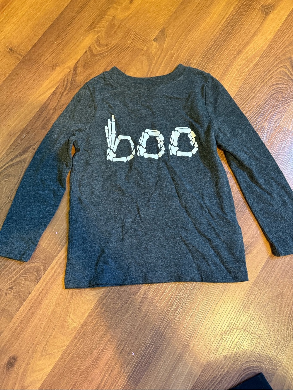 Old Navy Black Long-Sleeve 'boo' Skeleton Graphic Tee